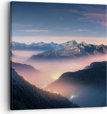 Produktbild von Bild auf Leinwand - Leinwandbild - Einteilig - Berge Wolken Nebel - 40x40cm - Wand Bild - Wanddeko - Wandbilder - Leinwanddruck - Bilder - Wanddekoration - Leinwand bilder - Wandbild - AC40x40-5004