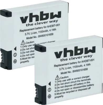 Produktbild von vhbw 2x Akku Ersatz für GoPro ABPAK-001, AHDBT-001 für Videokamera Camcorder (1100 mAh, 3,7 V, Li-Ion)