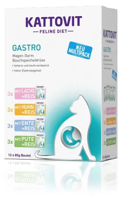 Immagine prodotto di Gatti - Cibo umido KATTOVIT Feline Diet Gastro Multipack, 12 x 85 g