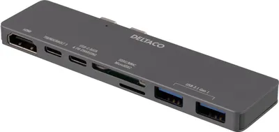 Produktbild von Deltaco USBC-1290, Silber, 4K Ultra HD, USB, 115 mm, 80 mm, 28 mm