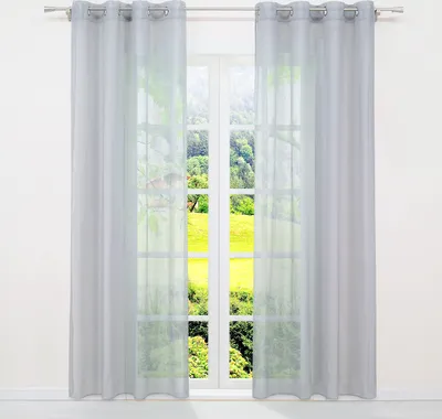 Produktbild von Gardinen Vorhänge Voile Gardine Transparent Dekoschal Uni Ösen Vorhang Hellgrau HxB 175x140 cm 1 Stück