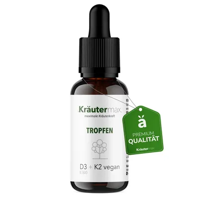 Imagen del producto de Kräutermax, gotas veganas de vitamina D3 800 UI y K2, 50 ml