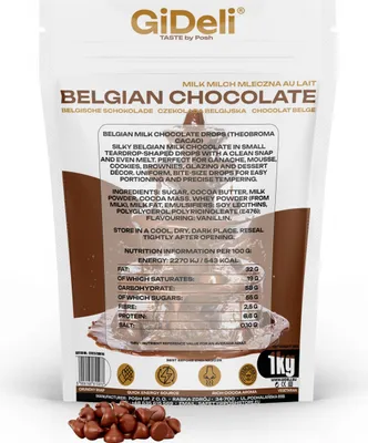 Produktbild von Belgische Schokolade 1kg Kuvertüre Kakao für Glasur und Desserts GiDeli