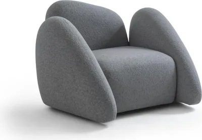 Produktbild von Grauer Polstersessel Designer Wohnzimmer Textil Möbel Einzelsessel
