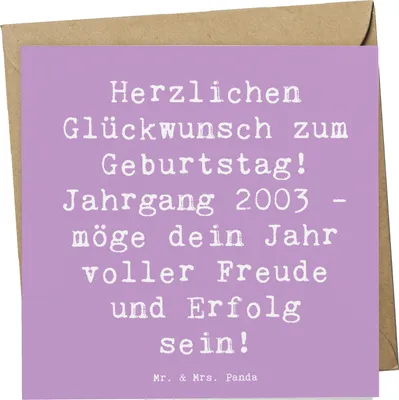 Produktbild von Mr. & Mrs. Panda Klappkarte Spruch 2003 Geburtstag - Lavendeltraum - Geschenk, Geburtsjahr, Geburtstagsgeschenk, Jahrgangsfeier, faltkarte, Glückwunschkarte, Grußkarte