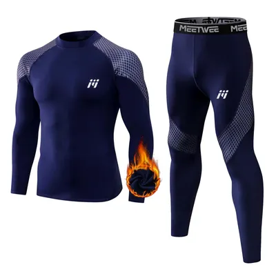 Produktbild von Thermounterwäsche Herren, Skiunterwäsche Winter Thermowäsche Set Funktionsunterwäsche Warm Weich Funktionswäsche atmungsaktiv -Blau-XL