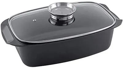 Zdjęcie produktu dla Alpina Braadslee met Glazen Deksel 5.5L 39.5x22.5x10.8 cm Zwart
