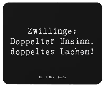 Produktbild von Mr. & Mrs. Panda Mouse Pad Spruch Zwillingsgeschwister Spaß - Schwarz - Geschenk, Familienmitglieder, mousematte, Geschwisterbeziehung, herzerwärmende Sprüche, Zwillinge
