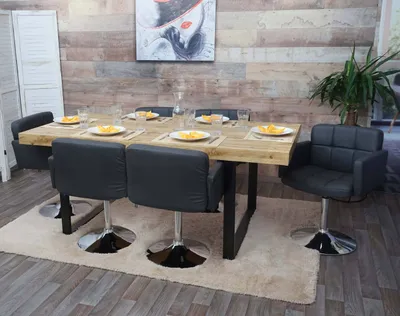 Image de lot de 6 chaises de salle à manger Orlando, chaise de cuisine pivotante chaise, similicuir chrome MVG ~ gris
