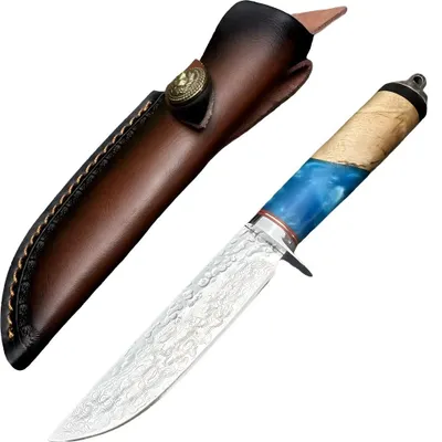 Produktbild von Damast Outdoor-Messer FC - 39481 - Blau/Braun KP39481