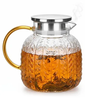 Glaskanne 1,3 L mit Deckel und Sieb, hitzebeständig