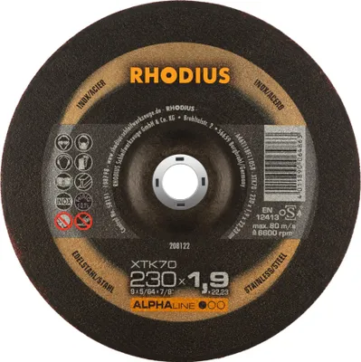 Obrázek produktu pro RHODIUS Extra tenký řezný kotouč XTK70 230 x 1,9 x 22,23 ALPHAline