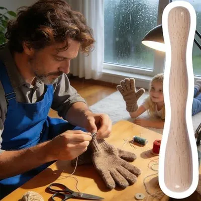 Produktbild von Näh- und Stopfwerkzeug – Handheld-Holzflickenhersteller für Stoffreparaturen, Zubehör für Strickreparaturen, Bastelset zur Textilrestaurierung