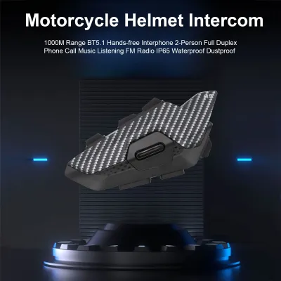 Zdjęcie produktu dla Zestaw głośnomówiący do kasku motocyklowego Hysnox H9, zasięg 1000 m, BT5.1, zestaw głośnomówiący, tryb pełnego dupleksu dla 2 osób, połączenia telefoniczne, odtwarzanie muzyki, radio FM, IP65, wodoodporny, pyłoszczelny
