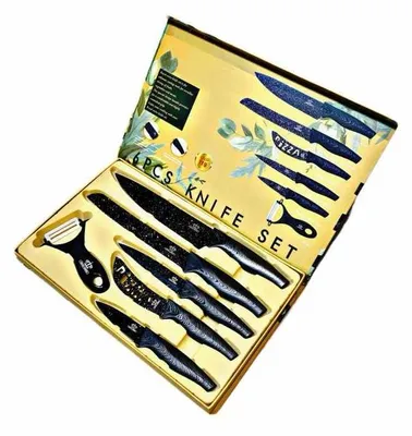Keramische Messenset, 6-teilig, schwarz, mit Schäler und Schere