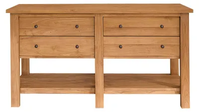Produktbild von Waschbeckenunterschrank aus massivem Teakholz