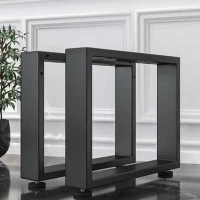 Produktbild von 2er-Set MORENA | Hocker & Bank Kufe | Schwarz | B40xH43cm | U Tischgestell, Bankgestelle Kufe