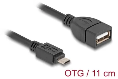 Produktbild von Delock USB 2.0 OTG Kabel Typ Micro-B Stecker zu Typ-A Buchse 11 cm