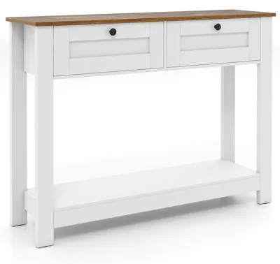 Productafbeelding van FANTASK Console tafel, hout, 2 niveaus, entree tafel, moderne haltafel in landelijke stijl