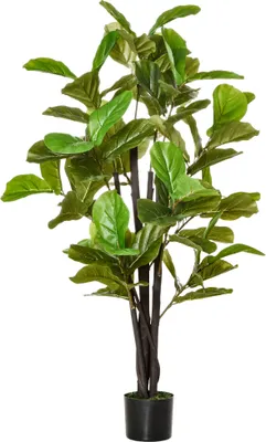 Produktbild von HOMCOM Künstlicher Ficus, 130 cm, Kunstpflanze mit 78 Blättern und Topf, dekorative Kunstpflanze für drinnen und draußen, Zuhause, Wohnzimmer, Büro, Grün