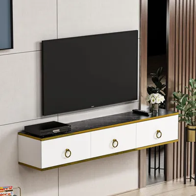 Produktbild von HOMIDEA Emma Hängendes TV-Lowboard mit 3 Fächern – TV-Schrank im modernen Design (Weiß)