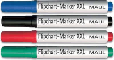 Produktbild von MAUL Flipchartmarker Keilspitze 3,0-6,0 mm 4 Stück rot grün blau schwarz