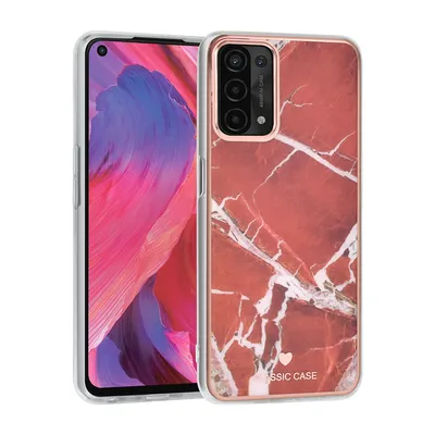 Immagine prodotto di Custodia per Oppo A54 5G | A74 5G Custodia protettiva per cellulare Cover Slim Plus Vetro protettivo - Rosso Marmo