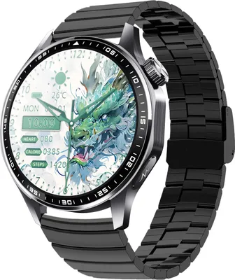 Produktbild von INF Smartwatch mit EKG, Herzfrequenzmesser, Blutdruck und Schrittzähler Schwarzes Bamboo Edition-Armband