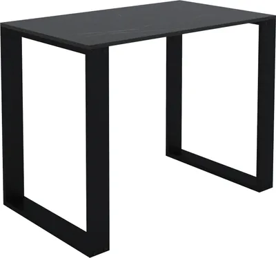 A black table with black legs on a white background.