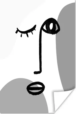Produktbild von MuchoWow® Poster Gesicht - Schwarz - Weiß 40x60 cm - Plakate für die Wand - Poster Babyzimmer