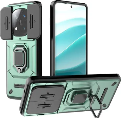 Produktbild von Xiaomi Redmi Note 14 Pro+ Hülle - Coverup Ring Ständer Back Cover mit Kamera Schutz - Grün
