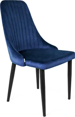 Produktbild von Stuhl Wohnzimmerstuhl Küchenstuhl Esszimmerstuhl Lehnstuhl LOUIS Veloursstuhl navy blau 44x59x88 cm HOMLA