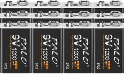 Zdjęcie produktu dla Bateria litowo-jonowa, akumulator 9 V, pojemność 1200 mAh, 12 sztuk baterii