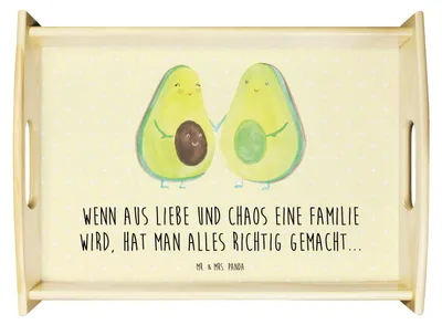 Produktbild von Mr. & Mrs. Panda tablett holz Avocado Pärchen - Gelb Pastell - Geschenk, Hochzeit, Schwangerschaft, Holztablett, Vegan, Deko, Familie, teetablett, Serviertablett, Servier