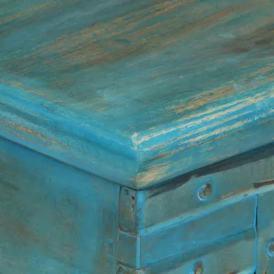 Image de vidaXL Coffre de rangement en bois de manguier massif 100 x 40 x 41 cm bleu