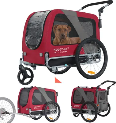 Produktbild von DOGGYHUT® Premium LARGE Hundefahrradanhänger 15 - 30kg Hundeanhänger Fahrradanhänger für Hunde mittelgroße bis große Hunde