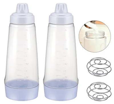 Produktbild von Teigmischer & Dispenser 2er Set mit Mischkugel, BPA-frei, für Küche & Backen, ideal für Pfannkuchen, Waffeln, Crêpes & Saucen