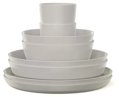 Produktbild von Mepal – Geschirrset Silueta 8 teilig– Spülmaschinen- und mikrowellenfest – Kunststoffteller – Geschirr – Nordic white
