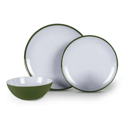 Produktbild von Melamingeschirr Campinggeschirr Set 12-teilig für 4 Personen Fern Green