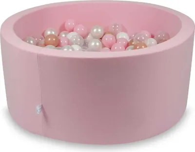 Immagine prodotto di Piscina di palline 90x40cm rosa - Con 300 palline / bianco, grigio, menta chiaro