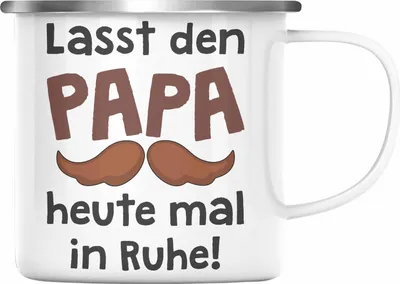 Produktbild von Trendation - Bester Papa Geschenk Vatertag Emaille Tasse mit Spruch Vater Geschenk von Sohn Papa Emaille Emaille Tasse (Silber)