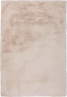 Produktbild von Padiro Flauschiger Hochflor-Teppich 120 x 170 cm - Hellbeige - modernes Uni-Design - für Fußbodenheizung - aus Polyester und Baumwolle