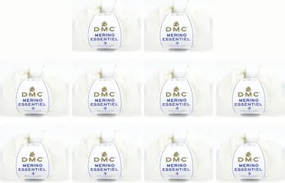 Image de 10x DMC Merino Essentiel-3 - Fil DK composé de 50% de Laine et 50% d'acrylique, 8148, (Couleur 950)