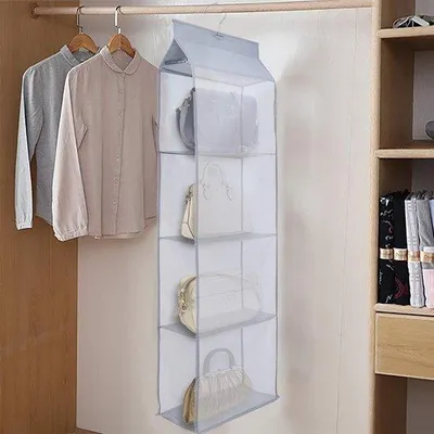 Produktbild von Famanu Handtaschenorganizer Faltbar mit 4 Fächern - Für Wohnzimmer und Schlafzimmer