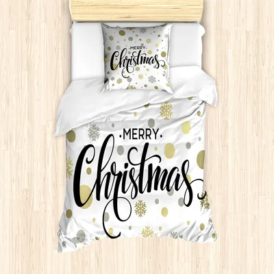 Produktbild von ABAKUHAUS Weihnachten Bettbezug Set für Einzelbetten, Frohe Schneeflocke Art, Milbensicher Allergiker geeignet mit Kissenbezug, Mehrfarbig