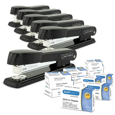 Imagen del producto de Rapesco 1733: 6 grapadoras y 12.000 grapas, color