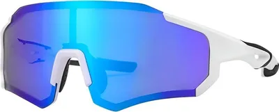Produktbild von Falkann Horizon Fahrradbrille Set – Verspiegelte Sport- & Sonnenbrille mit Polarisierter Linse – UV400 Schutz – Weiß/Blau