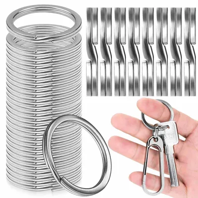 Obrázek produktu pro Sada 100 stříbrných klíčových kroužků 30 mm z kovu