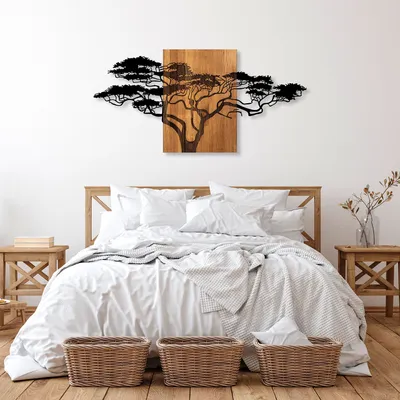 Produktbild von Dekorativní nástěnný dřevěný doplněk Acacia Tree - 329, Černá, Ořech