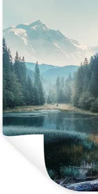 Produktbild von MuchoWow® Wandtattoo Wandsticker Wandaufkleber Wald - Gras - Berge - Bäume - Natur 20x40 cm Selbstklebend und Repositionierbar - Selbstklebend - Fototapeten